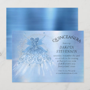 Fairy Vinge Ice Gown Frost Blue Iridescent Sheen Inbjudningar