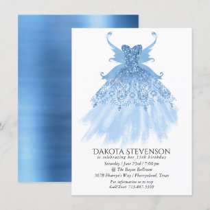 Fairy Vinge Ice Gown   Frost Blue Iridescent Sheen Inbjudningar