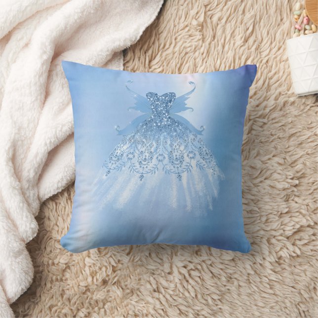 Fairy Vinge Ice Gown | Frost Blue Iridescent Sheen Kudde (Filt)