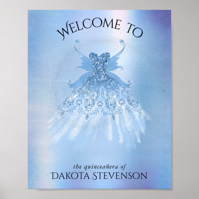 Fairy Vinge Ice Gown | Frost Blue Iridescent Sheen Poster (Framsidan)