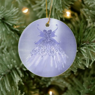 Fairy Vinge Lavender Gown Lila Iridescent Sheen Julgransprydnad Keramik