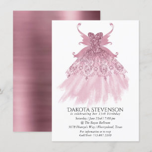 Fairy Vinge Mauve Gown Luxurious Dusty Rosa Shee Inbjudningar