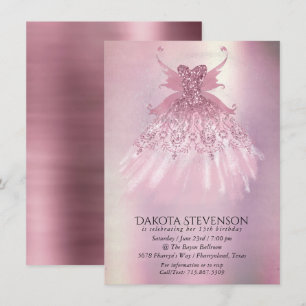 Fairy Vinge Mauve Gown   Luxurious Dusty Rosa Shee Inbjudningar