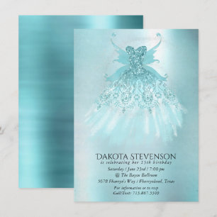 Fairy Vinge Mint Gown Luxe Pearl Grönt Aqua Shee Inbjudningar