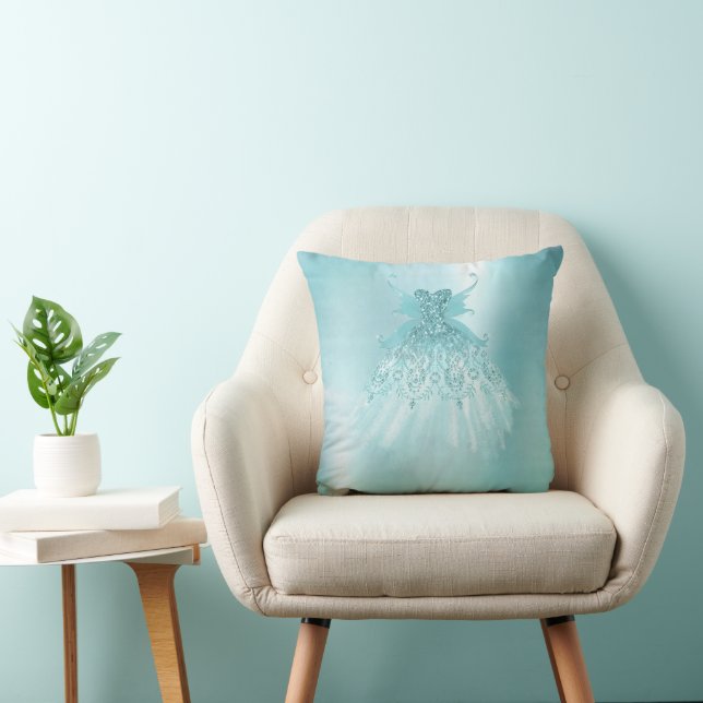 Fairy Vinge Mint Gown | Luxe Pearl Grönt Aqua Shee Kudde (Stol)