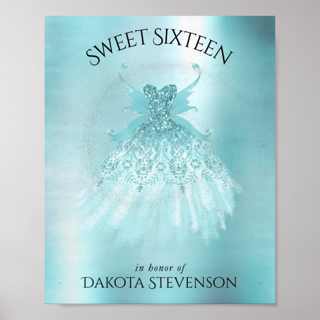 Fairy Vinge Mint Gown | Luxe Pearl Grönt Aqua Shee Poster (Framsidan)