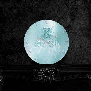 Fairy Vinge Mint Gown   Luxe Pearl Grönt Aqua Shee Rund Klocka