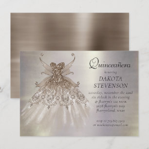 Fairy Vinge Taupe Gown Champagne Elegant Sheen Inbjudningar