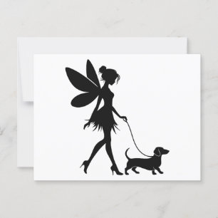 Fairy Walking Dachshund Vykort