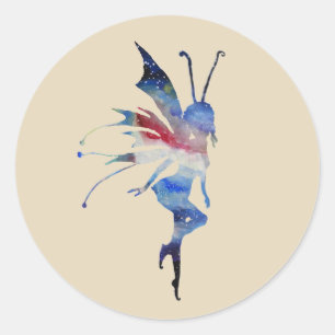 Fairy Watercolor Art Classic Round Sticker Runt Klistermärke