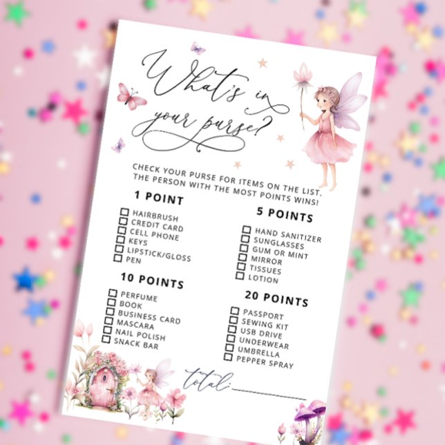 Fairy What's in Your Purse Baby Shower Game (Skapare uppladdad)