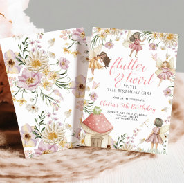 Fairy wildblomma födelsedag inbjudningar