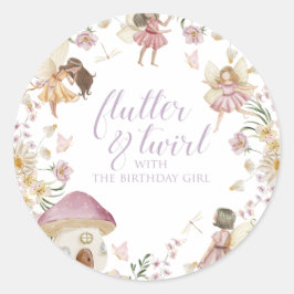 Fairy wildblomma födelsedag runt klistermärke