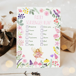 Fairy Wildbloms Birthday Scavenger Hunt Game Inbjudningar