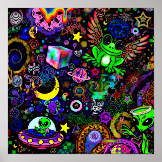 Fairy Wing Groda Klistermärke | Söt Trippig Neon G Poster