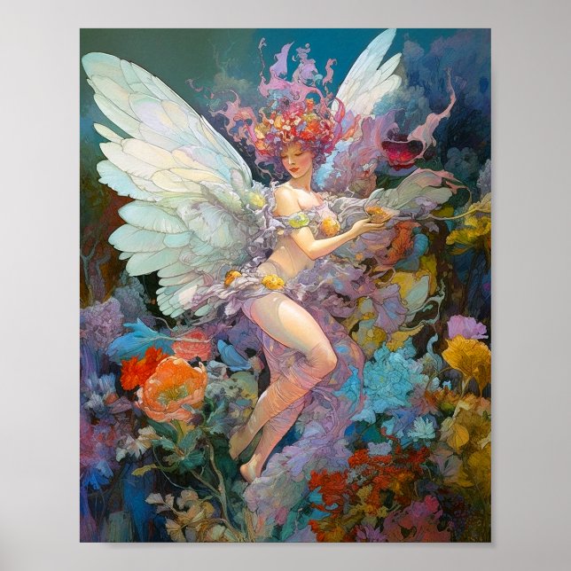 Fairy Women in Flowers Fantasy Art Poster (Framsidan)