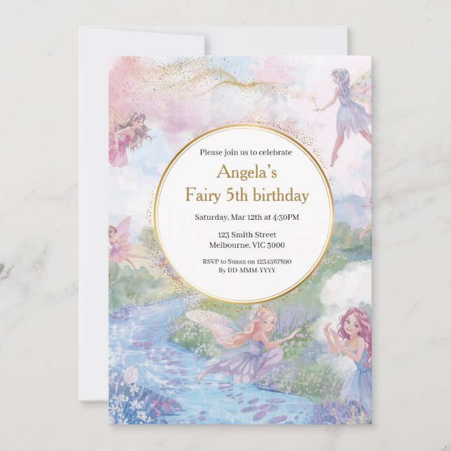Fairy Wonderland Birthday Girls Inbjudningar (Framsida)