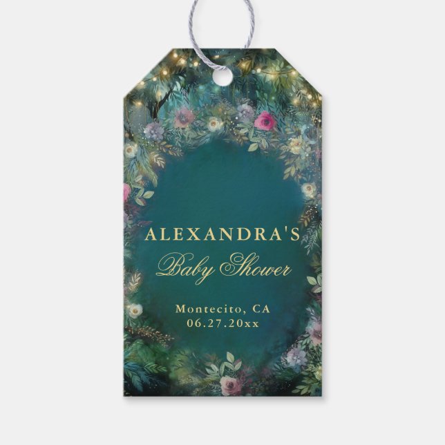 Fairy Woodland Baby Shower för Ro-skogen Presentetikett (Framsidan)