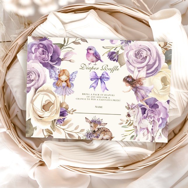 Fairy Woodland Girl Baby Shower Diapper Raffle Tilläggskort (Skapare uppladdad)
