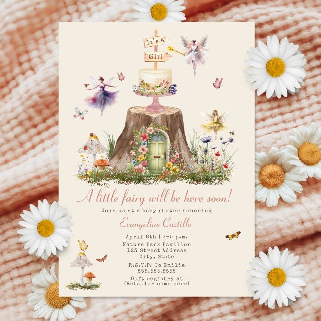 Fairy Woodland Girl Baby Shower Inbjudningar (Skapare uppladdad)