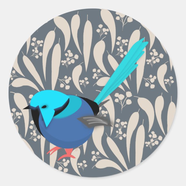 Fairy Wren Runt Klistermärke (Framsida)
