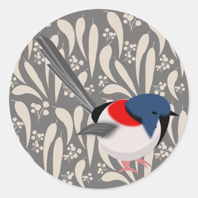 Fairy Wren Runt Klistermärke (Framsida)