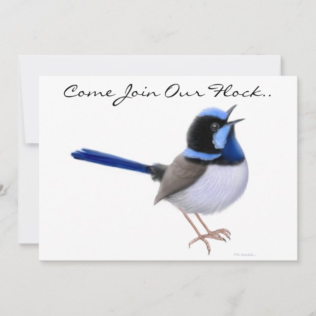 Fairy Wren-sångfåglars festinbjudan Inbjudningar (Framsida)