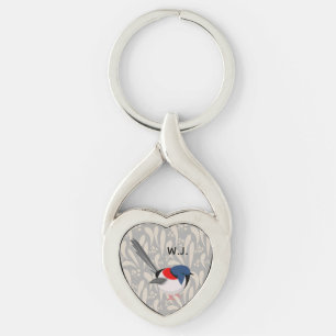 Fairy Wren Twisted Heart Silverfärgad Nyckelring
