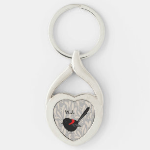 Fairy Wren Twisted Heart Silverfärgad Nyckelring