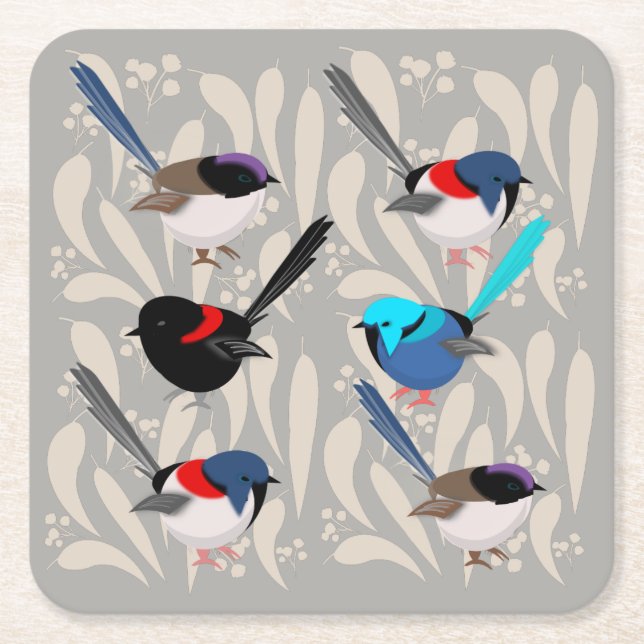 Fairy Wrens Underlägg Papper Kvadrat (Framsidan)