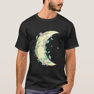 Fairycore Aesthetic Crescent Måne Phase Flowers T Shirt