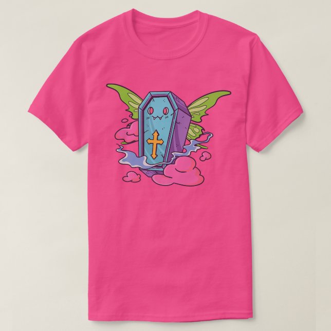 Fairycore Aesthetic Kawaii Fairy Coffin Fladdermus T Shirt (Design framsida)