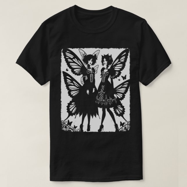 Fairycore Aesthetics Skeleton Fairy Goth Gothic Gi T Shirt (Design framsida)