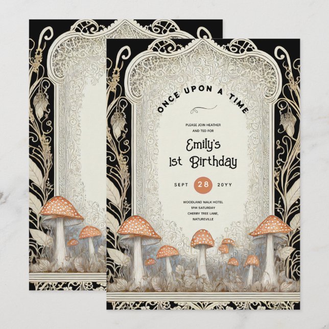 FAIRYCORE FAIRYTALE BABYSHOWER 1ST BIRTHDAY EVENTU INBJUDNINGAR (Fram/baksida)