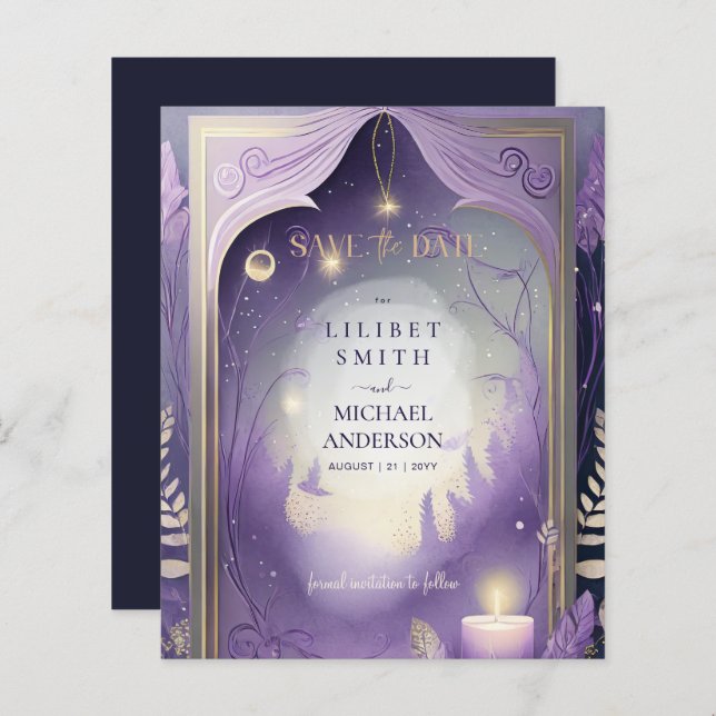 Fairycore Fairytale Save the Date Enchanted Fores (Fram/baksida)