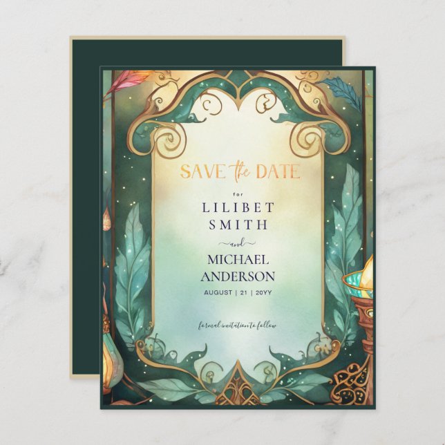 Fairycore Fairytale Save the Date Enchanted Fores (Fram/baksida)