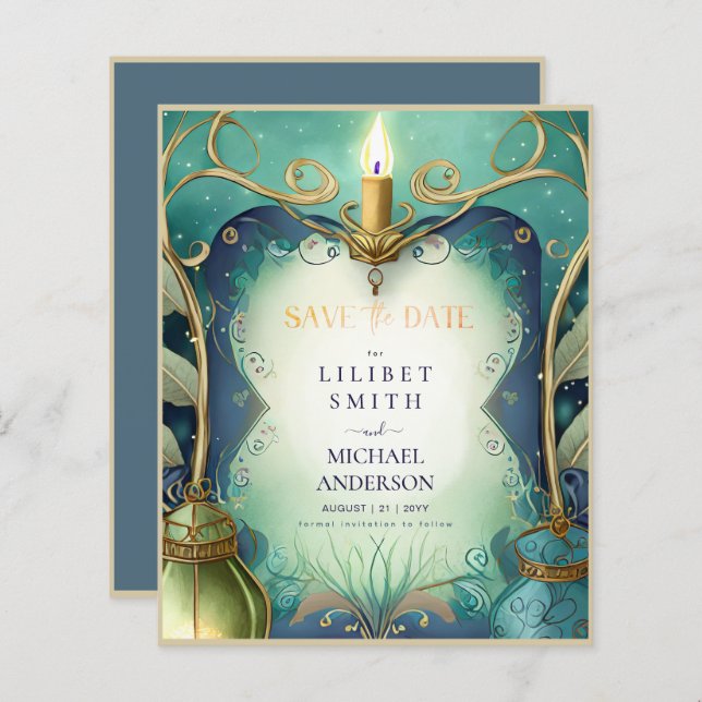 Fairycore Fairytale Save the Date Enchanted Fores (Fram/baksida)