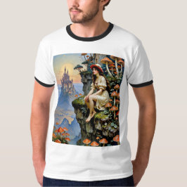 Fairycore Girl Cliffside Mushroom Castle Shirt T Shirt