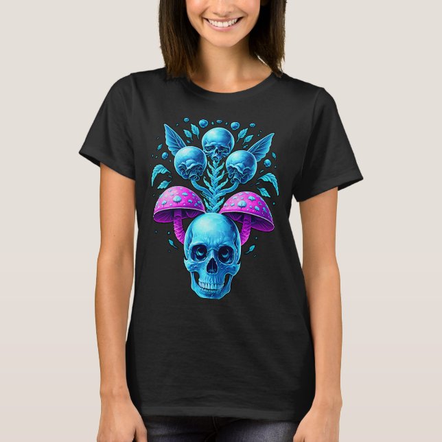Fairycore Mushroom Döskallars Aesthetic Vaporwave  T Shirt (Framsida)