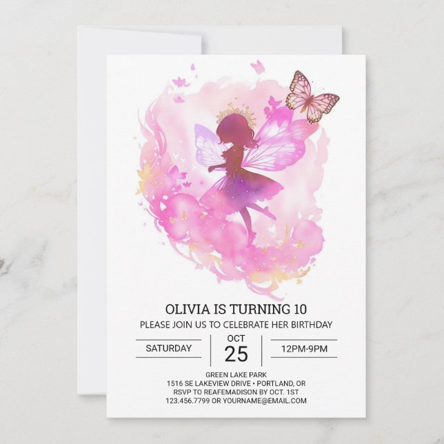 Fairycore Princess Birthday Celebration Inbjudningar (Framsida)