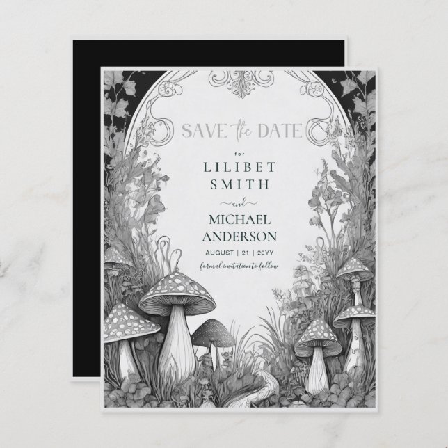 Fairycore Save Date Goblincore-svampar (Fram/baksida)