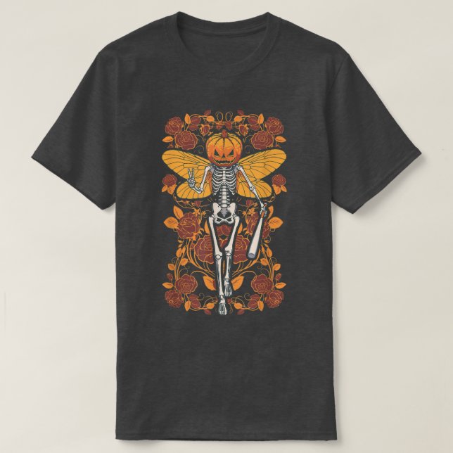 Fairycore Skeleton Butterfly Fairy Gothic Hallowee T Shirt (Design framsida)