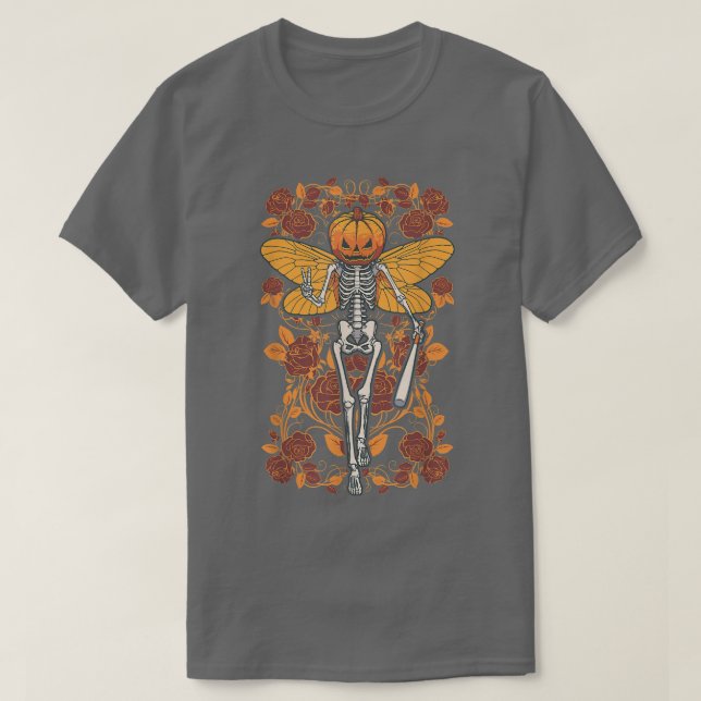 Fairycore Skeleton Butterfly Fairy Gothic Hallowee T Shirt (Design framsida)