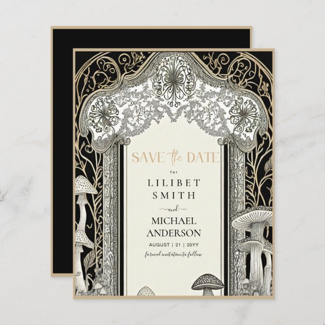 Fairycore Spara datum Svart Guld Skog (Fram/baksida)