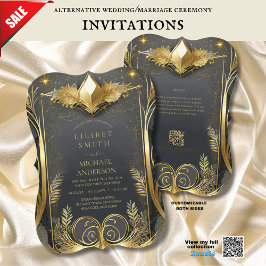 FAIRYCORE WEDDING INVITATIONS FAIRYTALE BLACK GULD INBJUDNINGAR