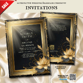 FAIRYCORE WEDDING INVITATIONS FAIRYTALE BLACK GULD INBJUDNINGAR