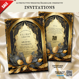 FAIRYCORE WEDDING INVITATIONS FAIRYTALE BLACK GULD INBJUDNINGAR