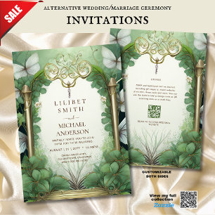 FAIRYCORE WEDING INVITATION FAIRYTALE GRÖNT GULD INBJUDNINGAR