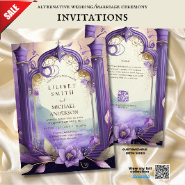 FAIRYCORE WEDING INVITATION FAIRYTALE LILA GULD INBJUDNINGAR