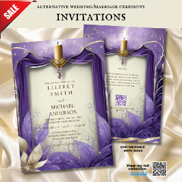 FAIRYCORE WEDING INVITATION FAIRYTALE LILA GULD INBJUDNINGAR